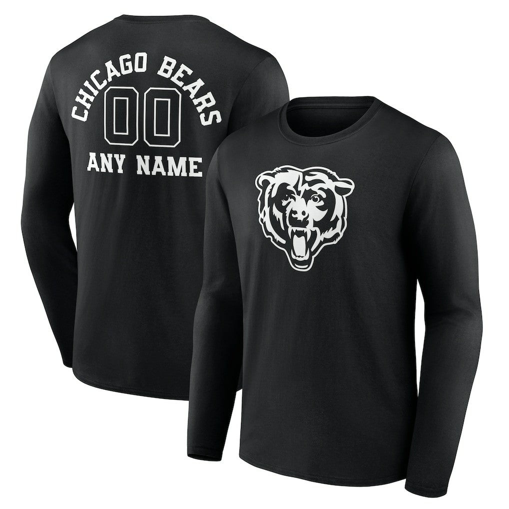 Chicago Bears Personalized Name & Number Monochrome Long Sleeve T-Shirt | NFL Near me