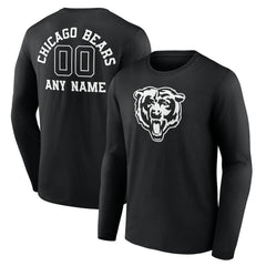 Chicago Bears Personalized Name & Number Monochrome Long Sleeve T-Shirt | NFL Near me