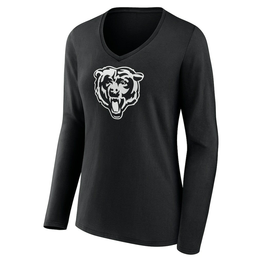Chicago Bears Women's Personalized Name & Number Monochrome Long Sleeve V-Neck T-Shirt | NFL US