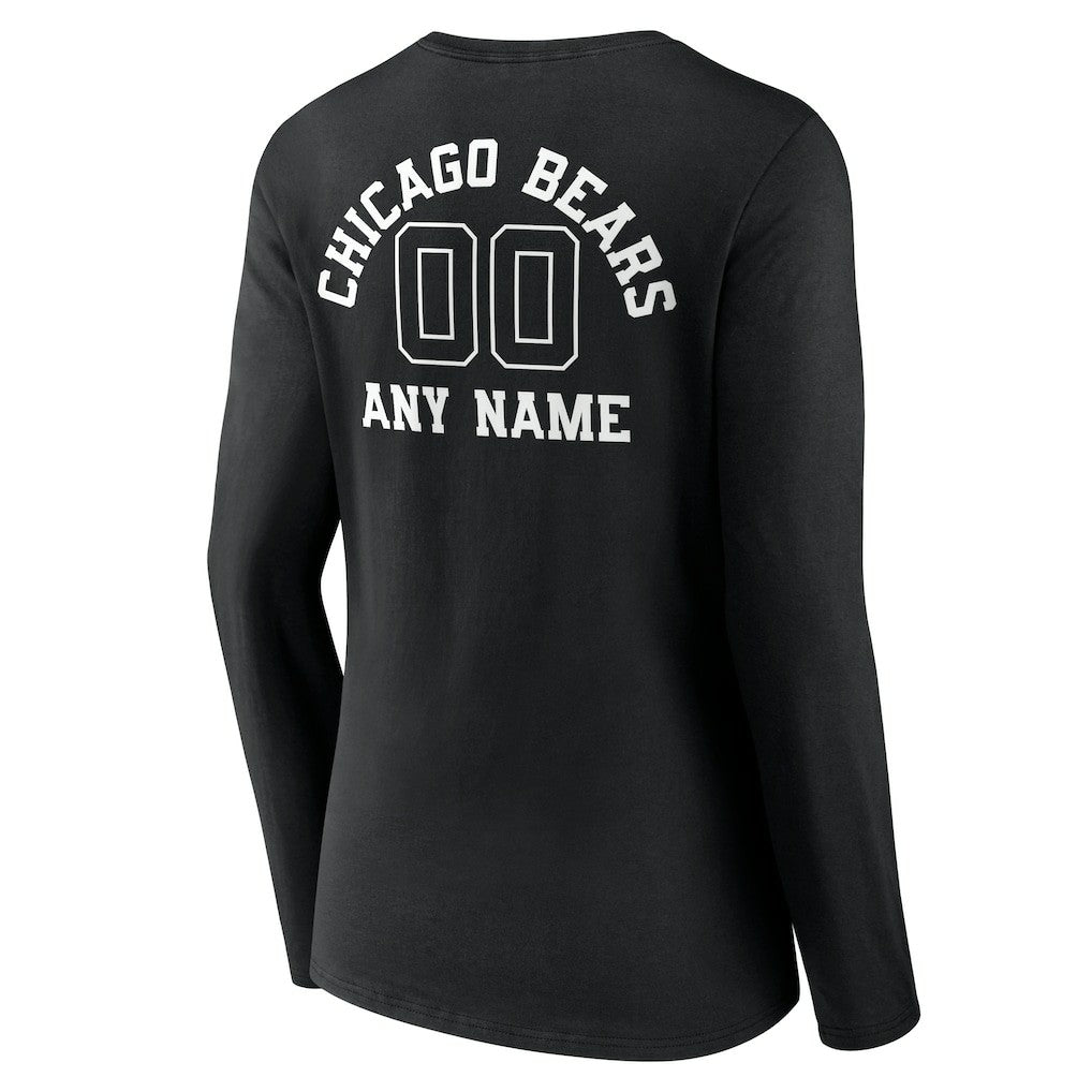 Chicago Bears Women's Personalized Name & Number Monochrome Long Sleeve V-Neck T-Shirt | NFL US