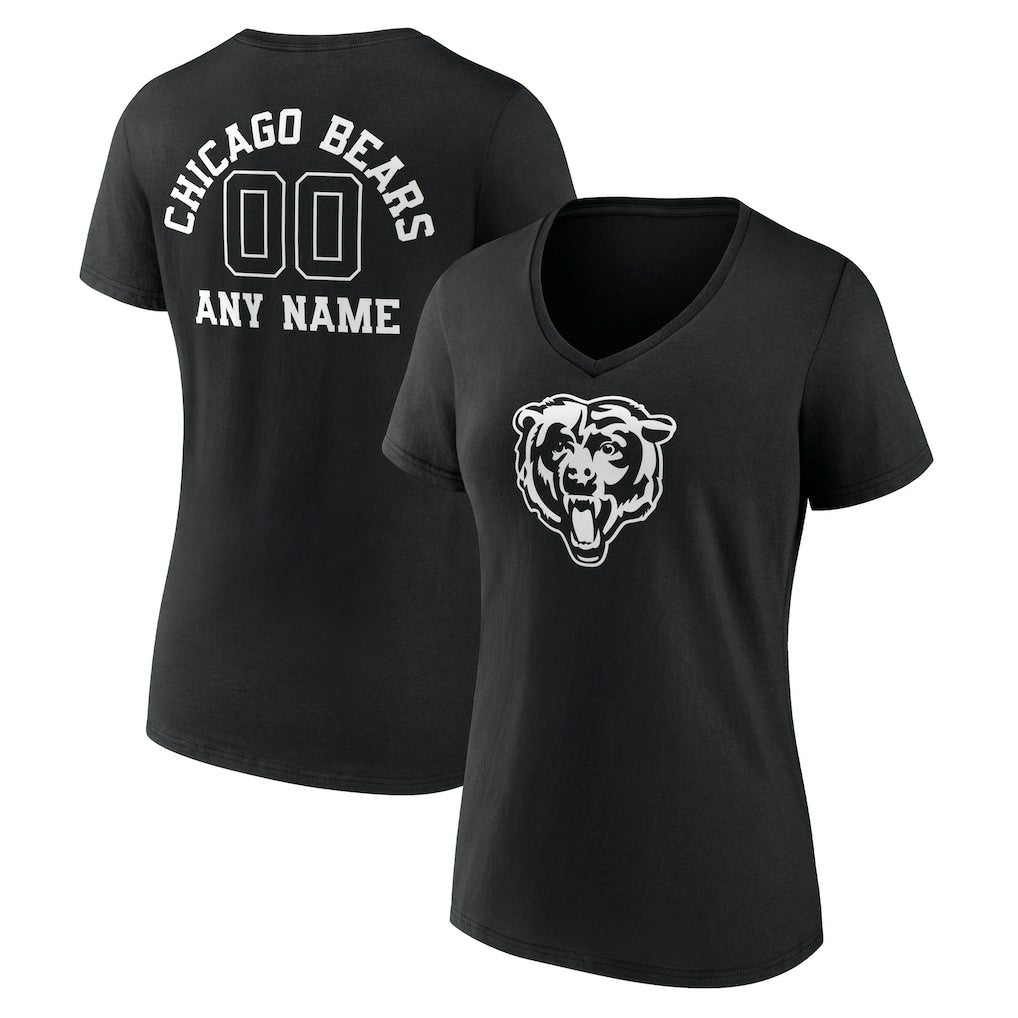 Chicago Bears Women's Personalized Name & Number Monochrome V-Neck T-Shirt | NFL Online