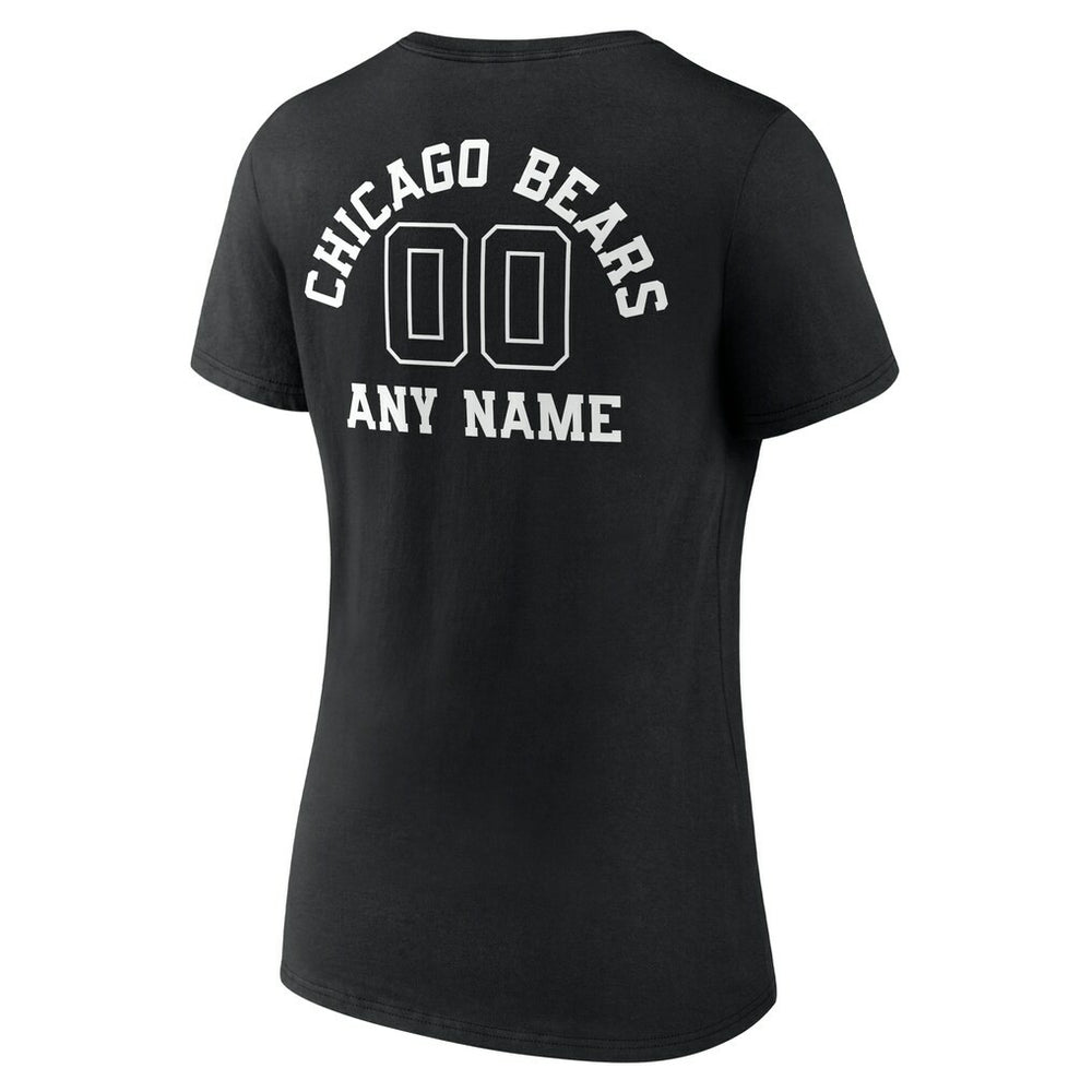 Chicago Bears Women's Personalized Name & Number Monochrome V-Neck T-Shirt | NFL Online