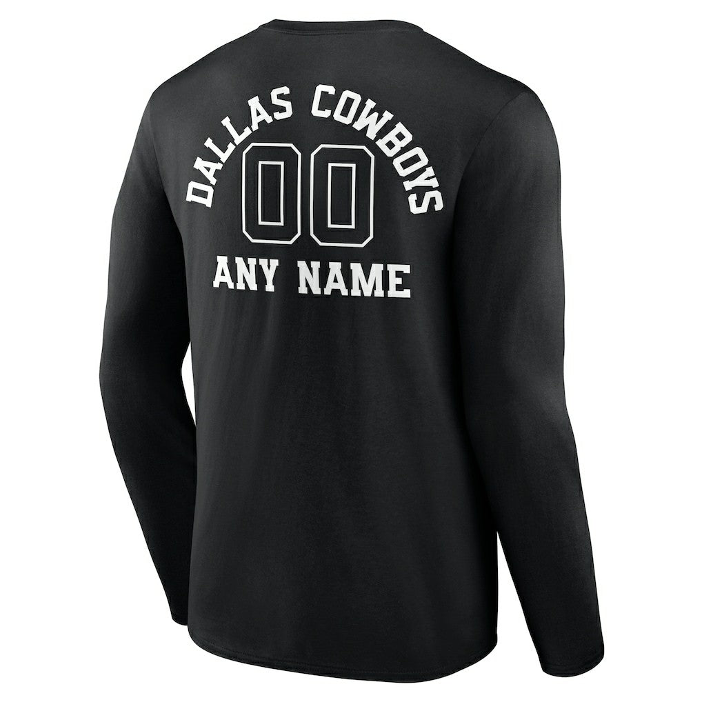 Dallas Cowboys Personalized Name & Number Monochrome Long Sleeve T-Shirt | NFL Sale