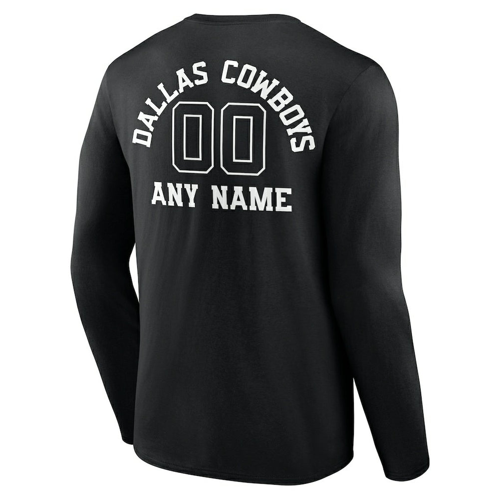 Dallas Cowboys Personalized Name & Number Monochrome Long Sleeve T-Shirt | NFL Sale