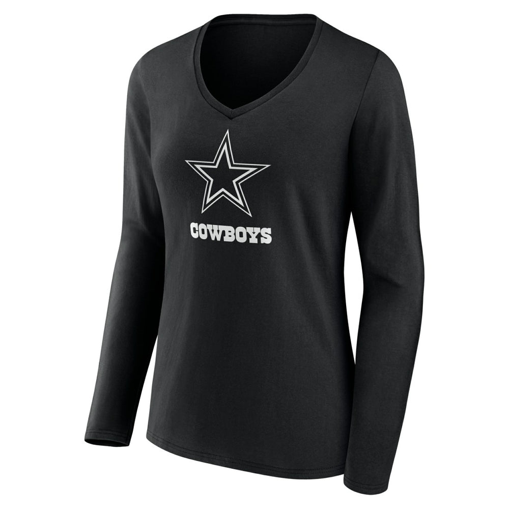 Dallas Cowboys Women's Personalized Name & Number Monochrome Long Sleeve V-Neck T-Shirt | NFL Online