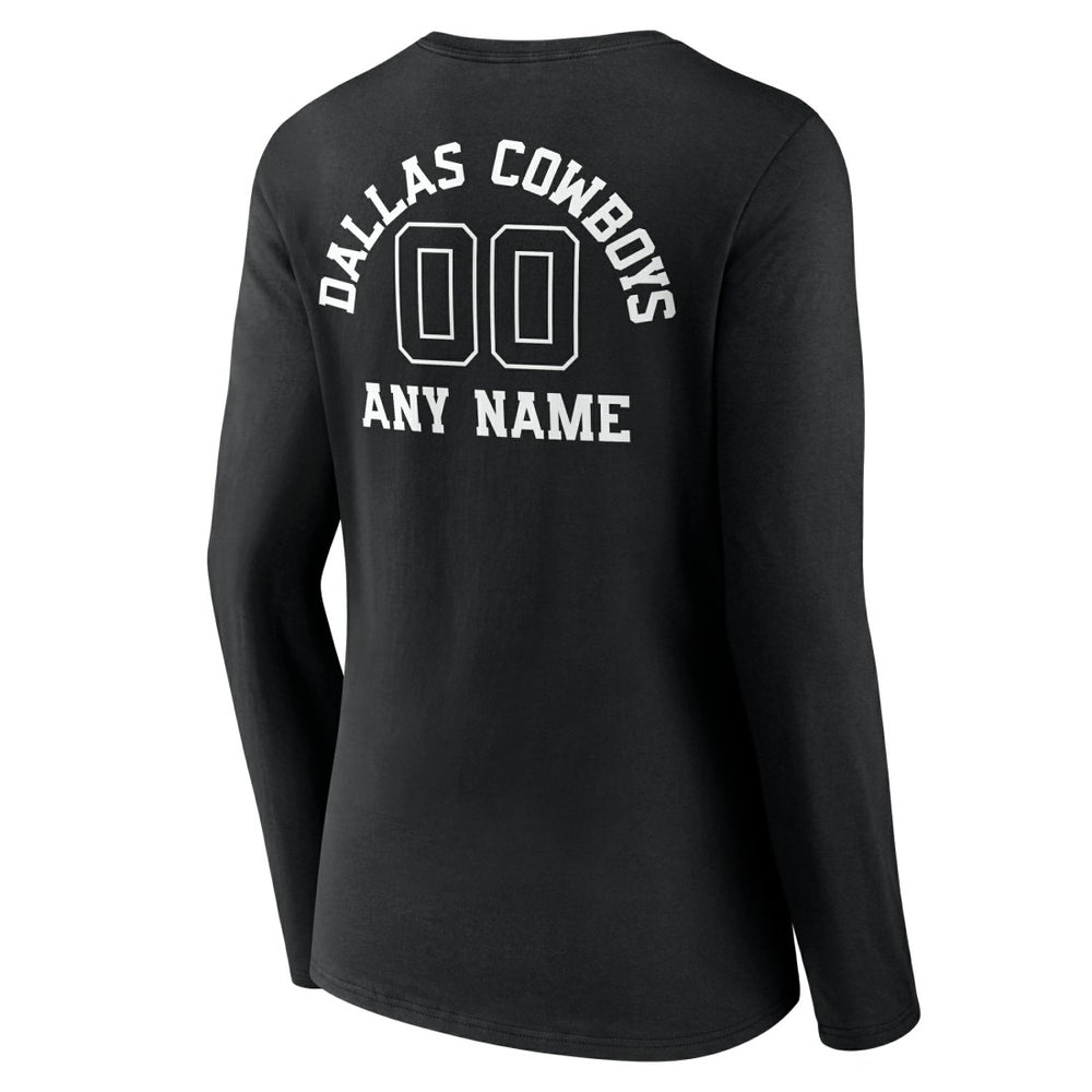 Dallas Cowboys Women's Personalized Name & Number Monochrome Long Sleeve V-Neck T-Shirt | NFL Online