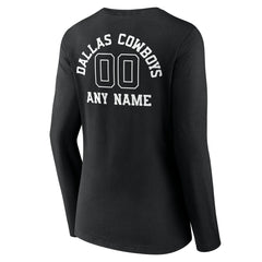 Dallas Cowboys Women's Personalized Name & Number Monochrome Long Sleeve V-Neck T-Shirt | NFL Online