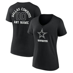 Dallas Cowboys Women's Personalized Name & Number Monochrome V-Neck T-Shirt | NFL Outlet