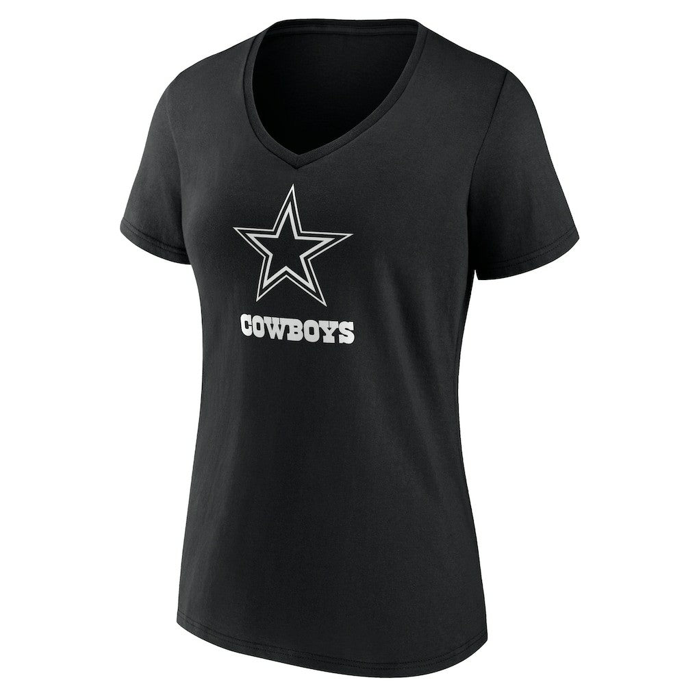 Dallas Cowboys Women's Personalized Name & Number Monochrome V-Neck T-Shirt | NFL Outlet