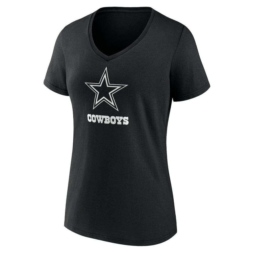 Dallas Cowboys Women's Personalized Name & Number Monochrome V-Neck T-Shirt | NFL Outlet