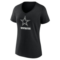 Dallas Cowboys Women's Personalized Name & Number Monochrome V-Neck T-Shirt | NFL Outlet