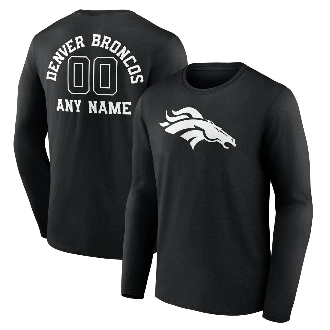 Denver Broncos Personalized Name & Number Monochrome Long Sleeve T-Shirt | NFL US