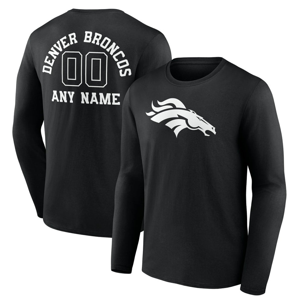 Denver Broncos Personalized Name & Number Monochrome Long Sleeve T-Shirt | NFL US