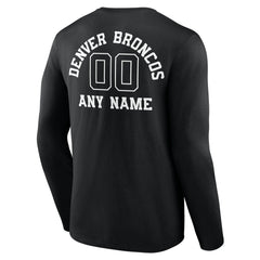 Denver Broncos Personalized Name & Number Monochrome Long Sleeve T-Shirt | NFL US