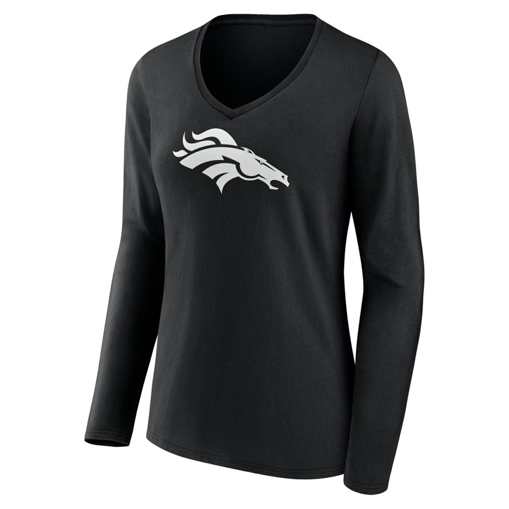 Denver Broncos Women's Personalized Name & Number Monochrome Long Sleeve V-Neck T-Shirt | NFL Sale