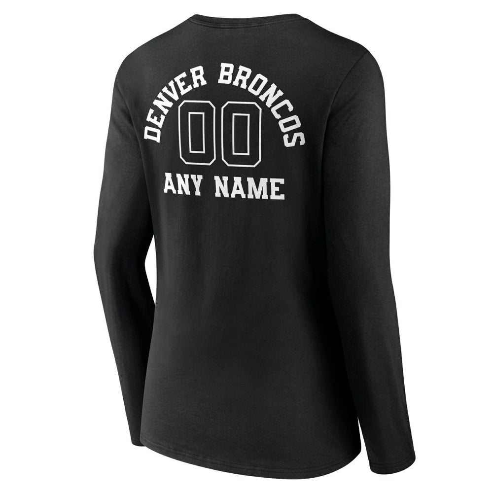 Denver Broncos Women's Personalized Name & Number Monochrome Long Sleeve V-Neck T-Shirt | NFL Sale