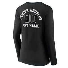 Denver Broncos Women's Personalized Name & Number Monochrome Long Sleeve V-Neck T-Shirt | NFL Sale