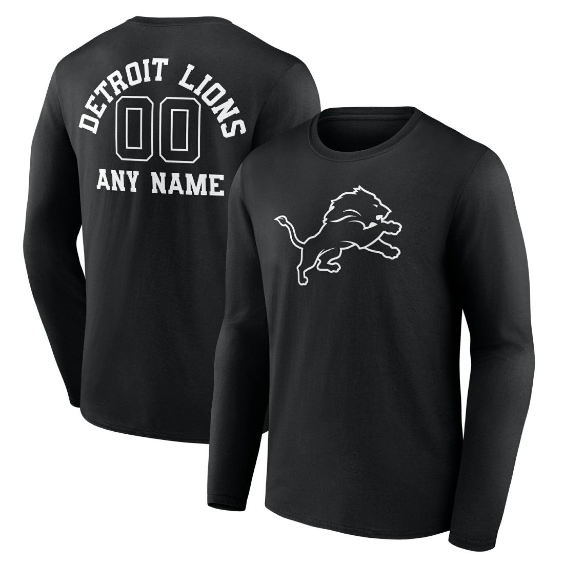 Detroit Lions Personalized Name & Number Monochrome Long Sleeve T-Shirt | NFL On sale