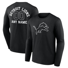 Detroit Lions Personalized Name & Number Monochrome Long Sleeve T-Shirt | NFL On sale