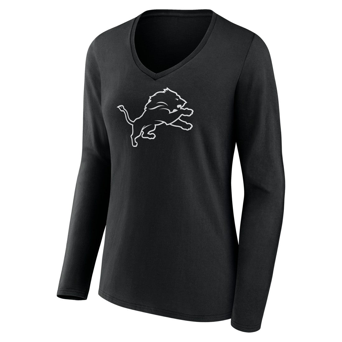 Detroit Lions Women's Personalized Name & Number Monochrome Long Sleeve V-Neck T-Shirt | NFL Hot