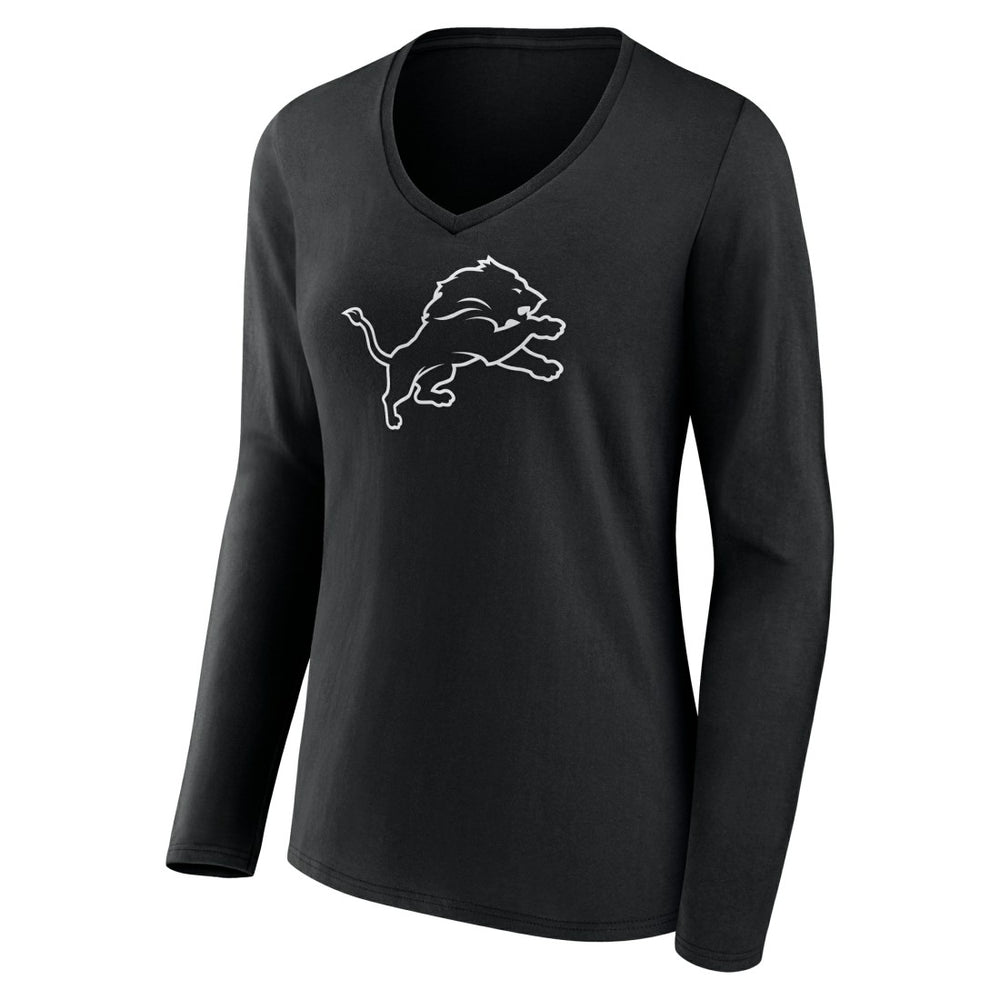 Detroit Lions Women's Personalized Name & Number Monochrome Long Sleeve V-Neck T-Shirt | NFL Hot