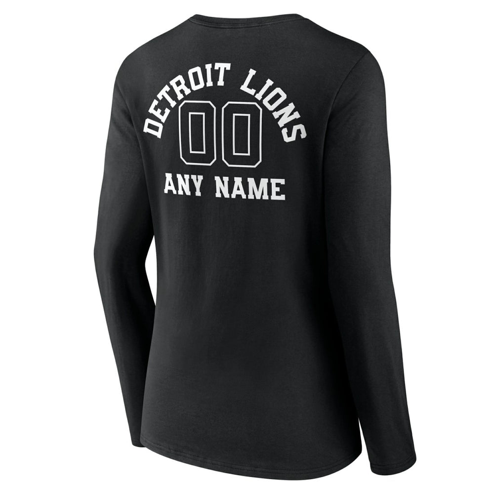 Detroit Lions Women's Personalized Name & Number Monochrome Long Sleeve V-Neck T-Shirt | NFL Hot