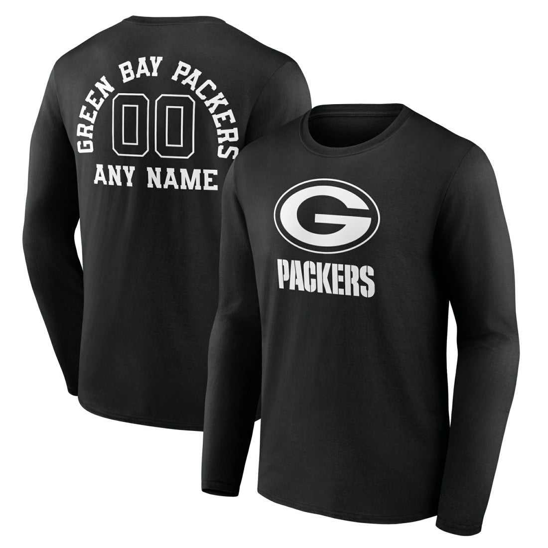 Green Bay Packers Personalized Name & Number Monochrome Long Sleeve T-Shirt | NFL Outlet
