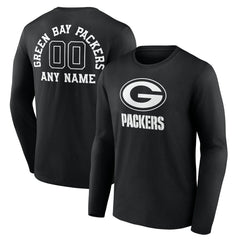 Green Bay Packers Personalized Name & Number Monochrome Long Sleeve T-Shirt | NFL Outlet