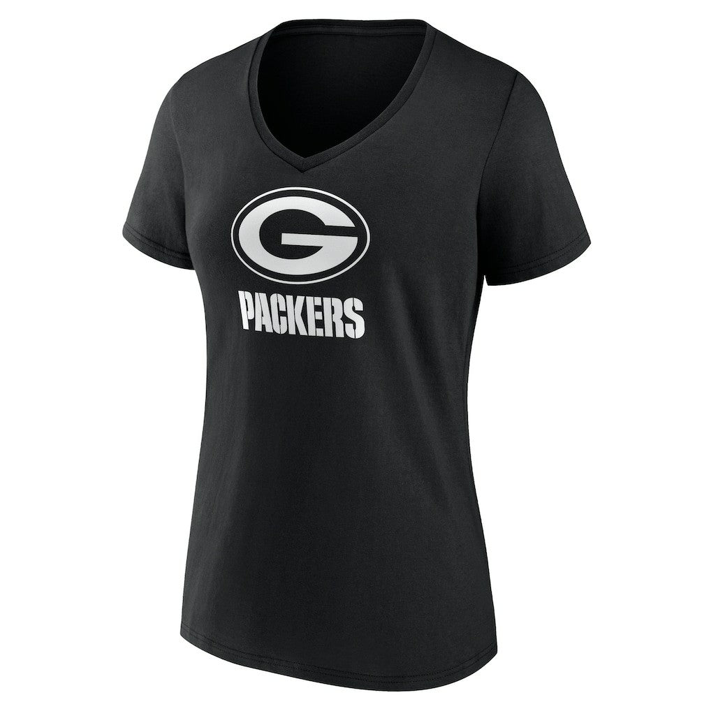 Green Bay Packers Women's Personalized Name & Number Monochrome V-Neck T-Shirt | NFL Online