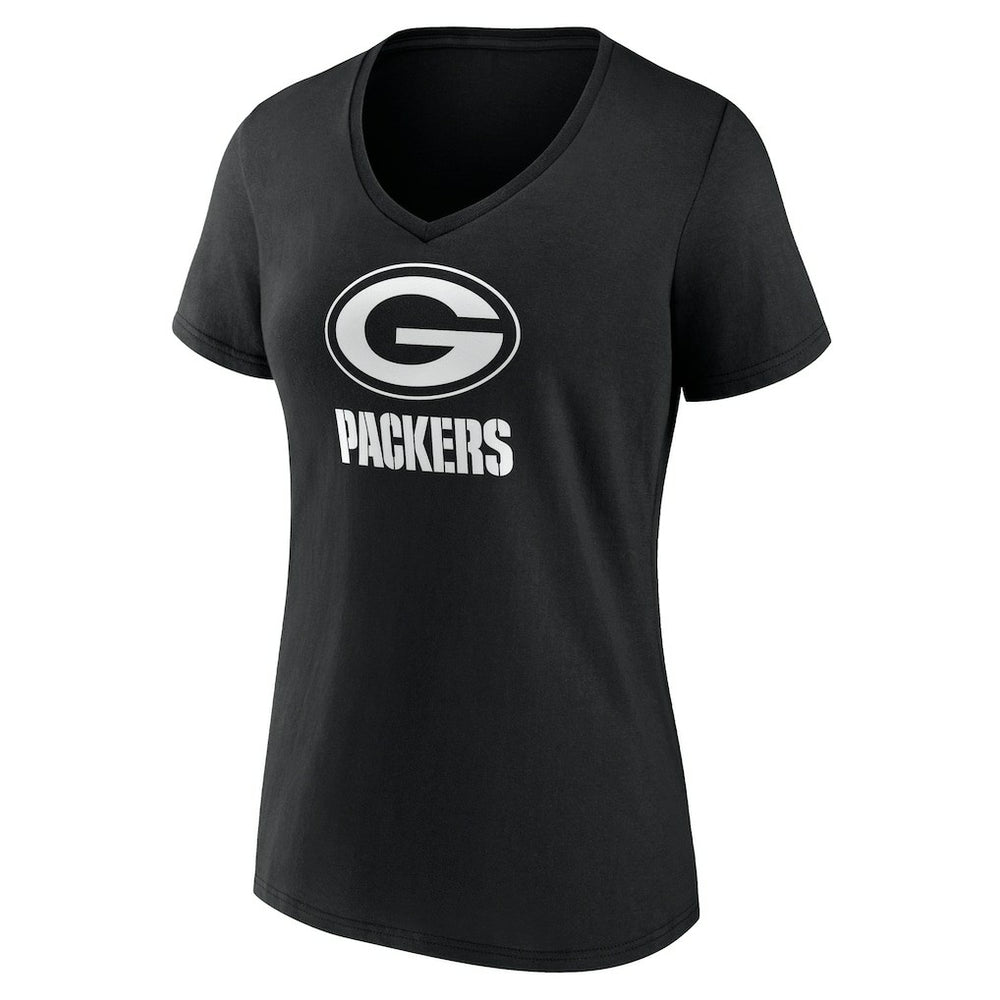 Green Bay Packers Women's Personalized Name & Number Monochrome V-Neck T-Shirt | NFL Online
