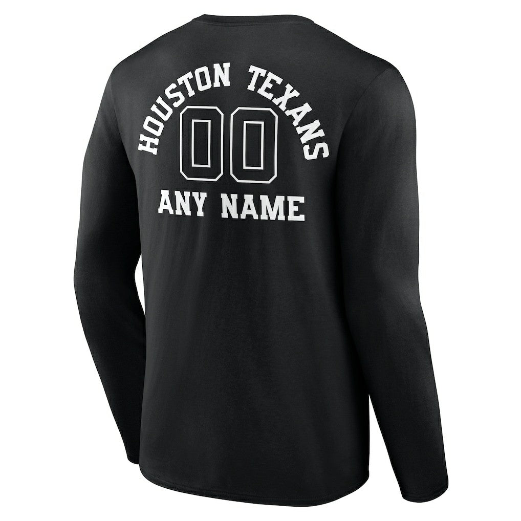 Houston Texans Personalized Name & Number Monochrome Long Sleeve T-Shirt | NFL US