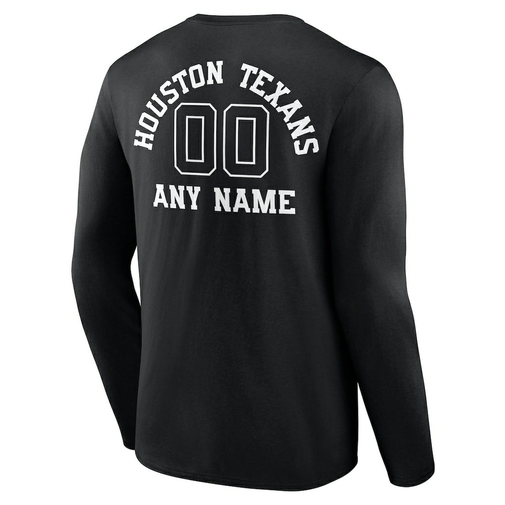 Houston Texans Personalized Name & Number Monochrome Long Sleeve T-Shirt | NFL US