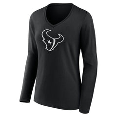 Houston Texans Women's Personalized Name & Number Monochrome Long Sleeve V-Neck T-Shirt | NFL On sale
