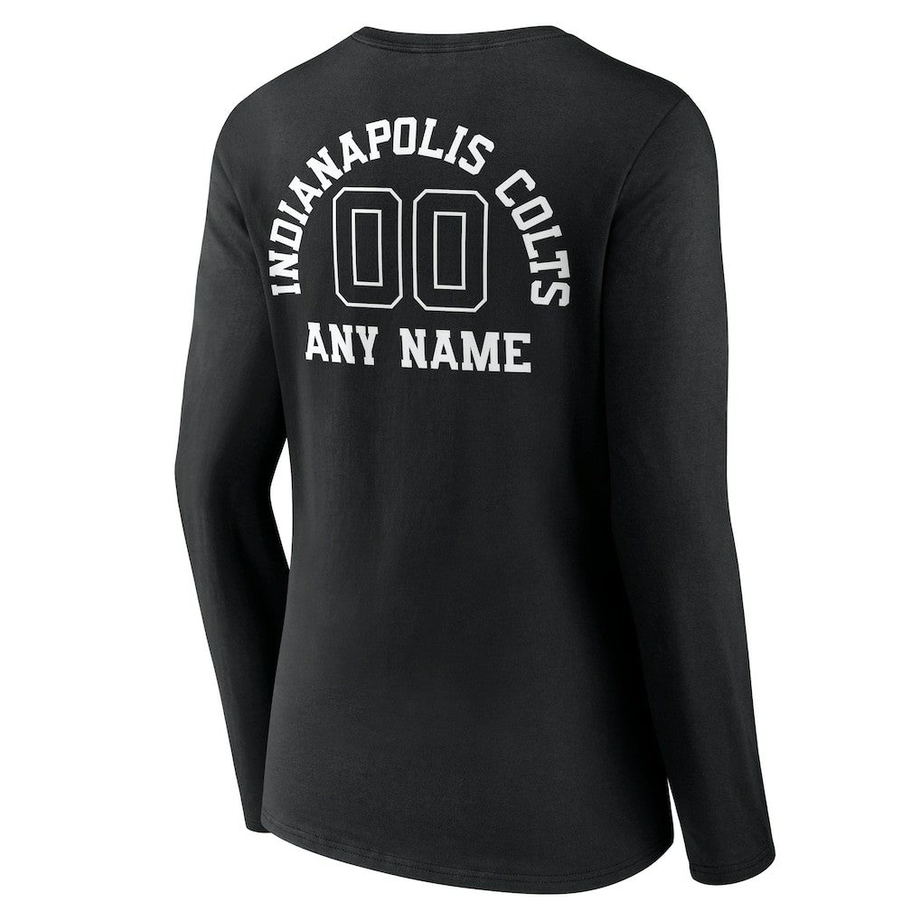Indianapolis Colts Women's Personalized Name & Number Monochrome Long Sleeve V-Neck T-Shirt | NFL Discount