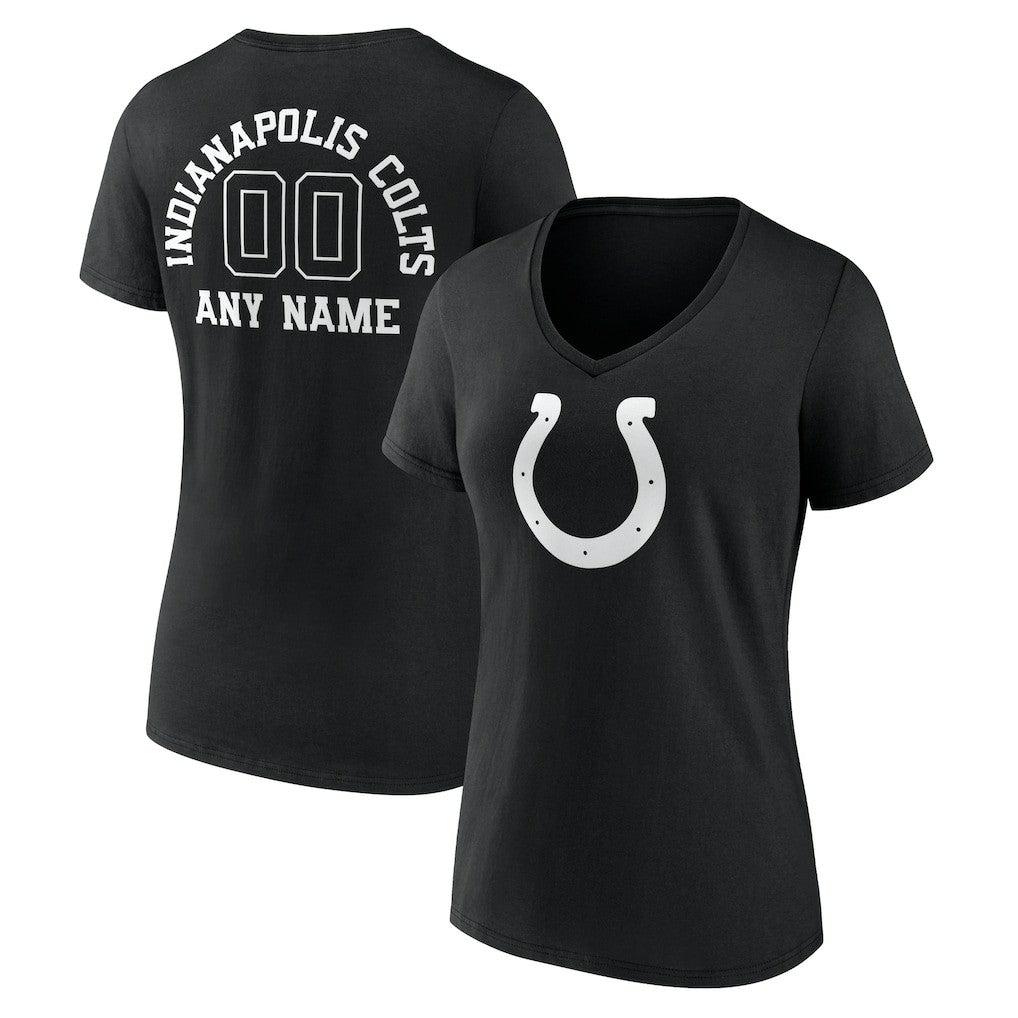 Indianapolis Colts Women's Personalized Name & Number Monochrome V-Neck T-Shirt | NFL Discount