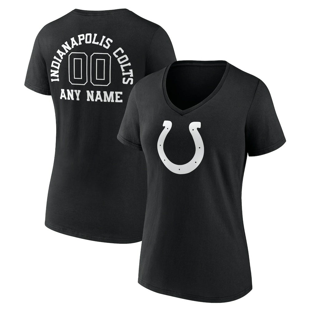 Indianapolis Colts Women's Personalized Name & Number Monochrome V-Neck T-Shirt | NFL Discount