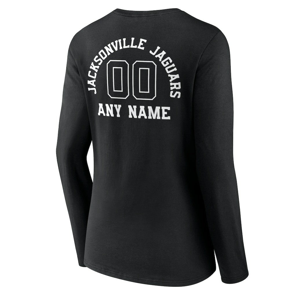 Jacksonville Jaguars Women's Personalized Name & Number Monochrome Long Sleeve V-Neck T-Shirt | NFL Discount