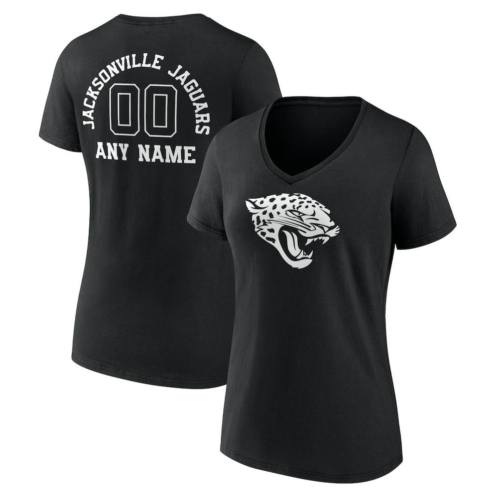 Jacksonville Jaguars Women's Personalized Name & Number Monochrome V-Neck T-Shirt | NFL US