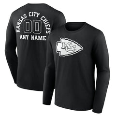 Kansas City Chiefs Personalized Name & Number Monochrome Long Sleeve T-Shirt | NFL Outlet