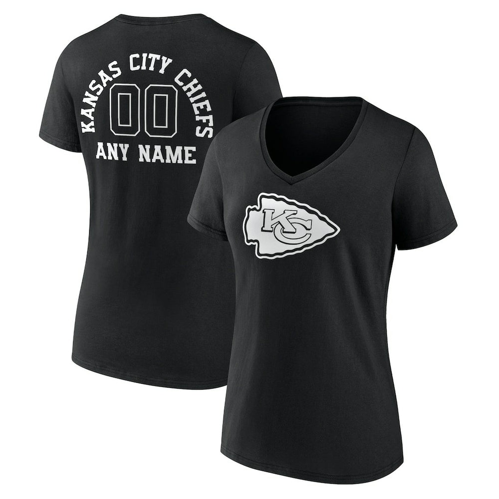 Kansas City Chiefs Women's Personalized Name & Number Monochrome V-Neck T-Shirt | NFL Online