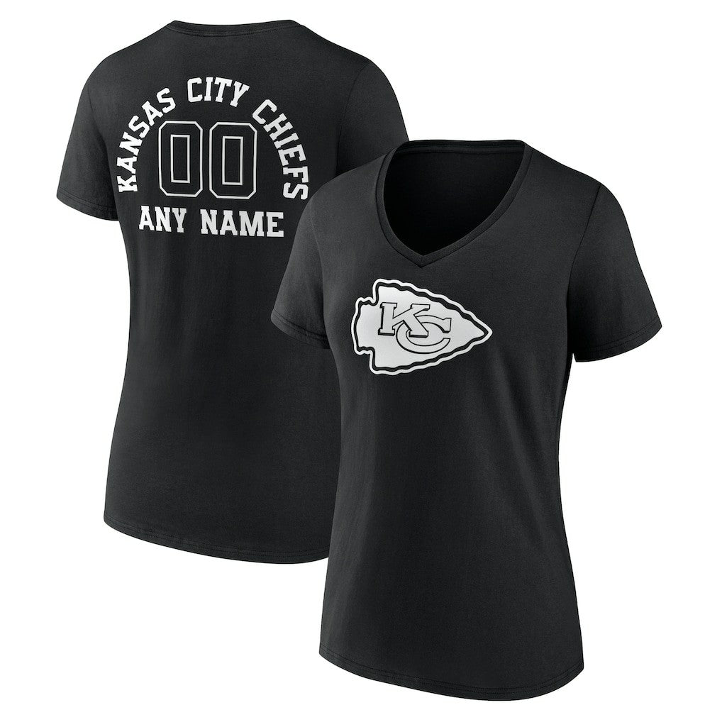 Kansas City Chiefs Women's Personalized Name & Number Monochrome V-Neck T-Shirt | NFL Online