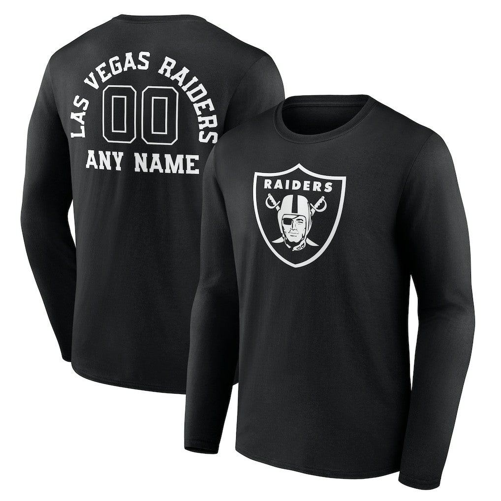 Las Vegas Raiders Personalized Name & Number Monochrome Long Sleeve T-Shirt | NFL Hot