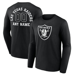 Las Vegas Raiders Personalized Name & Number Monochrome Long Sleeve T-Shirt | NFL Hot