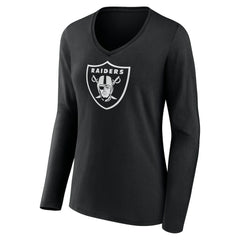 Las Vegas Raiders Women's Personalized Name & Number Monochrome Long Sleeve V-Neck T-Shirt | NFL Sale