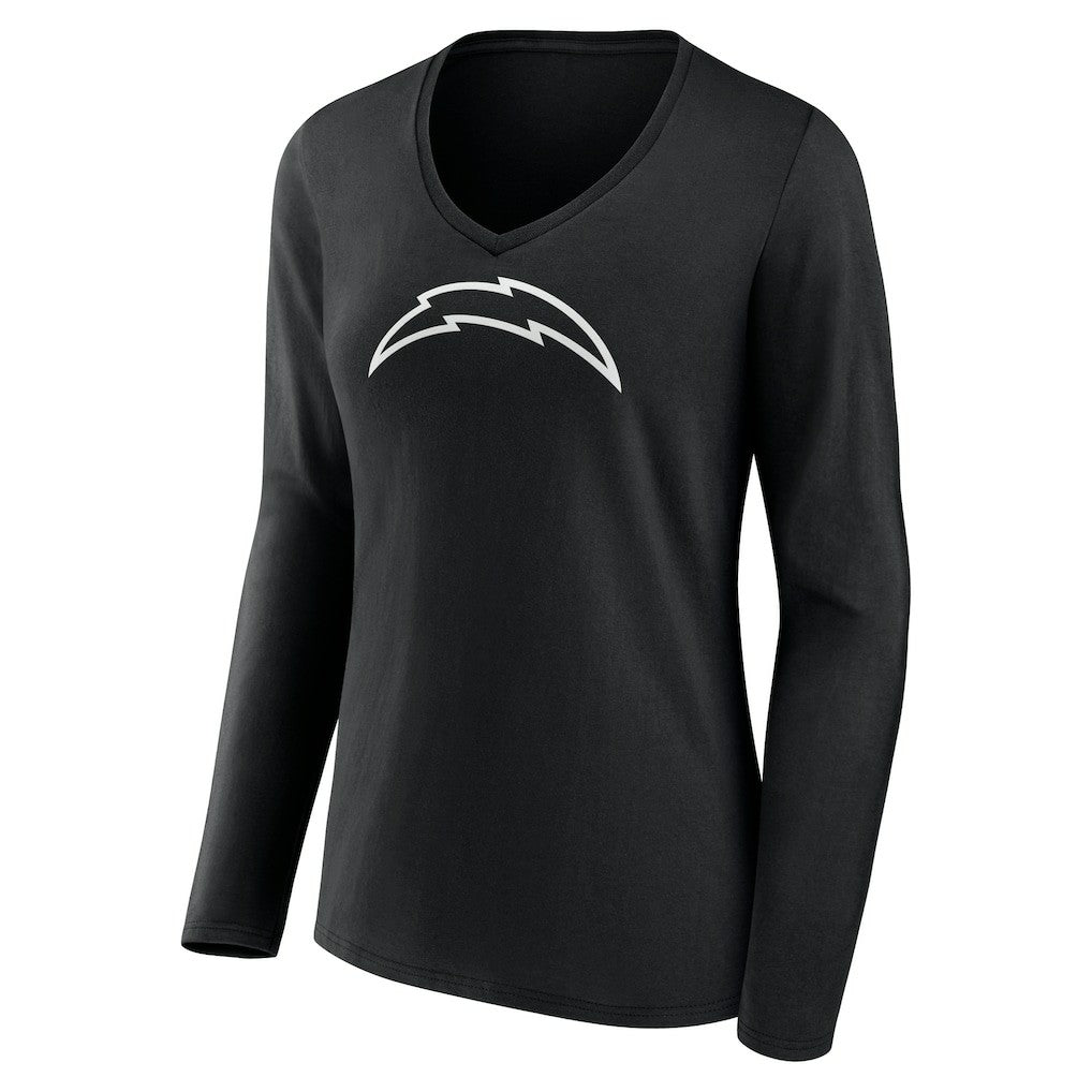 Los Angeles Chargers Women's Personalized Name & Number Monochrome Long Sleeve V-Neck T-Shirt | NFL Outlet