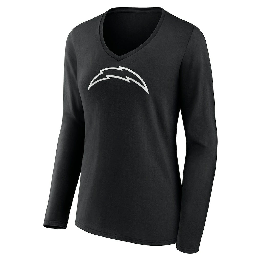 Los Angeles Chargers Women's Personalized Name & Number Monochrome Long Sleeve V-Neck T-Shirt | NFL Outlet
