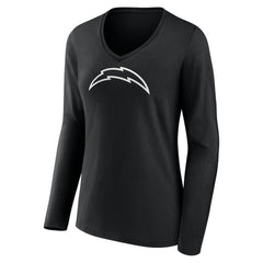 Los Angeles Chargers Women's Personalized Name & Number Monochrome Long Sleeve V-Neck T-Shirt | NFL Outlet