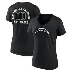 Los Angeles Chargers Women's Personalized Name & Number Monochrome V-Neck T-Shirt | NFL Hot