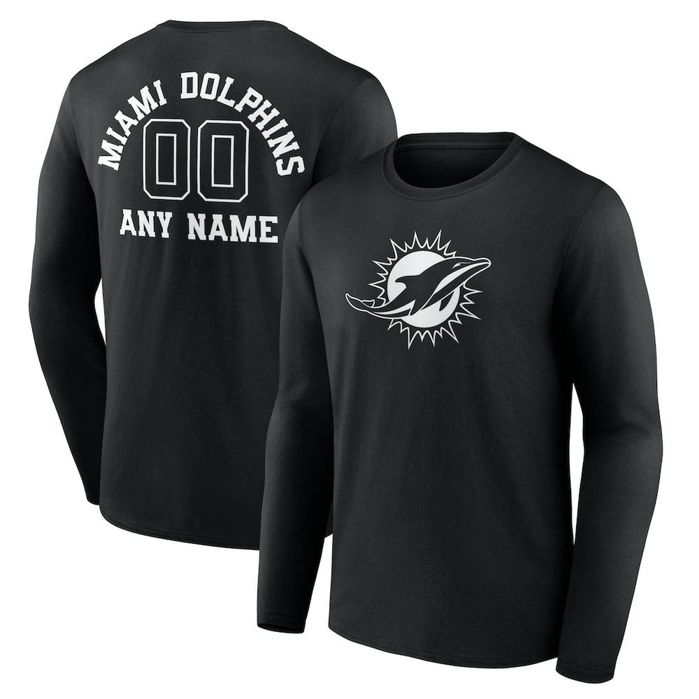 Miami Dolphins Personalized Name & Number Monochrome Long Sleeve T-Shirt | NFL On sale