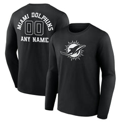 Miami Dolphins Personalized Name & Number Monochrome Long Sleeve T-Shirt | NFL On sale